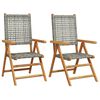 vidaXL Garden Chairs 2 pcs Grey Solid Wood Acacia and Poly Rattan