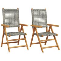 vidaXL Garden Chairs 2 pcs Grey Solid Wood Acacia and Poly Rattan, grey vidaXL Garden Chairs 2 pcs Grey Solid Wood Acacia and Poly Rattan