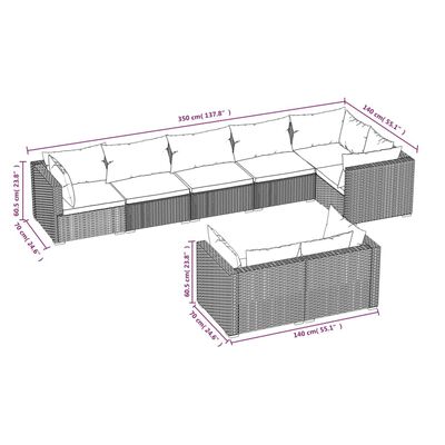 vidaXL 8 Piece Garden Lounge Set with Cushions Black Poly Rattan, black vidaXL 8 Piece Garden Lounge Set with Cushions Black Poly Rattan