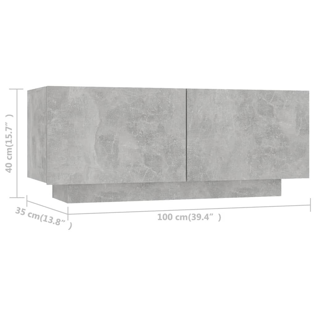 vidaXL TV Cabinet Concrete Grey 100x35x40 cm Engineered Wood