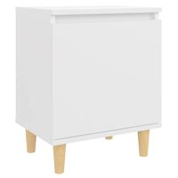 vidaXL Bed Cabinet with Solid Wood Legs White 40x30x50 cm, white vidaXL Bed Cabinet with Solid Wood Legs White 40x30x50 cm