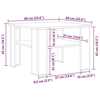 vidaXL Coffee Table White 60x60x42 cm Engineered Wood, white vidaXL Coffee Table White 60x60x42 cm Engineered Wood