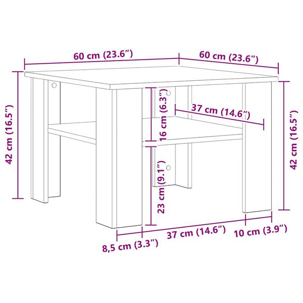 vidaXL Coffee Table White 60x60x42 cm Engineered Wood