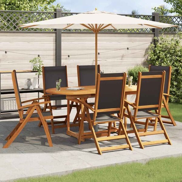 vidaXL 5 Piece Garden Dining Set Solid Wood Acacia and Textilene
