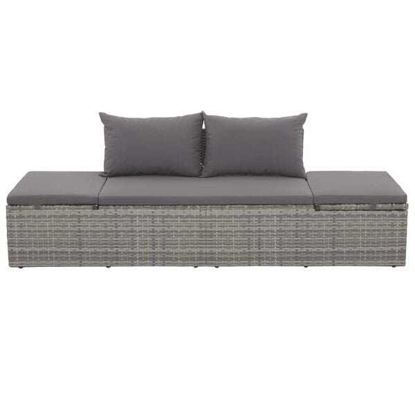 vidaXL Garden Bed Grey 195x60 cm Poly Rattan