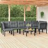 vidaXL 8 Piece Garden Lounge Set Black and Grey Poly Rattan