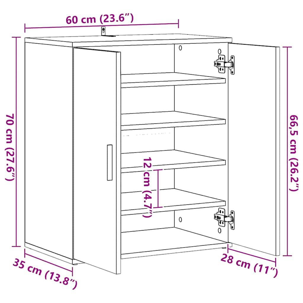 vidaXL Shoe Cabinet Black 60x35x70 cm Engineered Wood