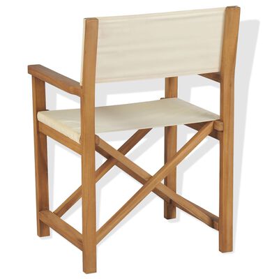 vidaXL Folding Director's Chair Solid Teak Wood, cream vidaXL Folding Director's Chair Solid Teak Wood