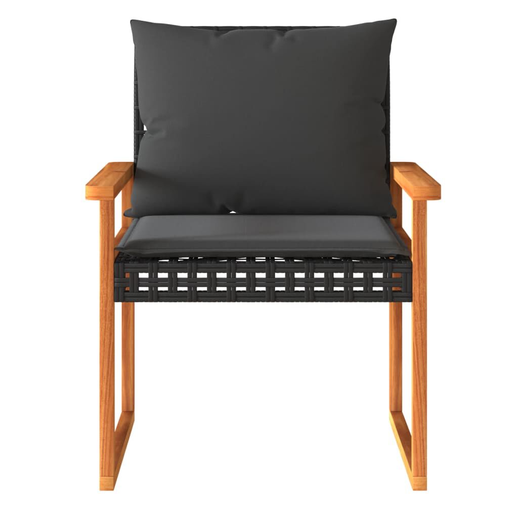 vidaXL 4 Piece Garden Lounge Set with Cushions Black Poly Rattan