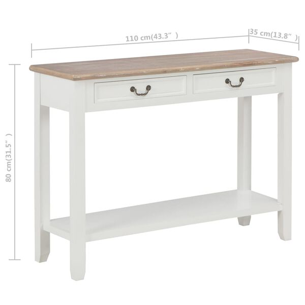 vidaXL Console Table White 110x35x80 cm Wood