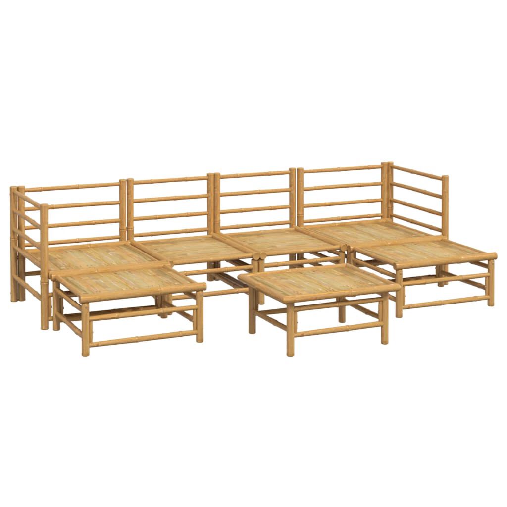 vidaXL 7 Piece Garden Lounge Set with Light Grey Cushions Bamboo