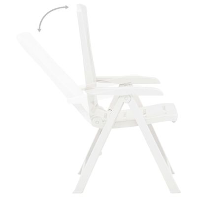 vidaXL Garden Reclining Chairs 2 pcs Plastic White, white vidaXL Garden Reclining Chairs 2 pcs Plastic White