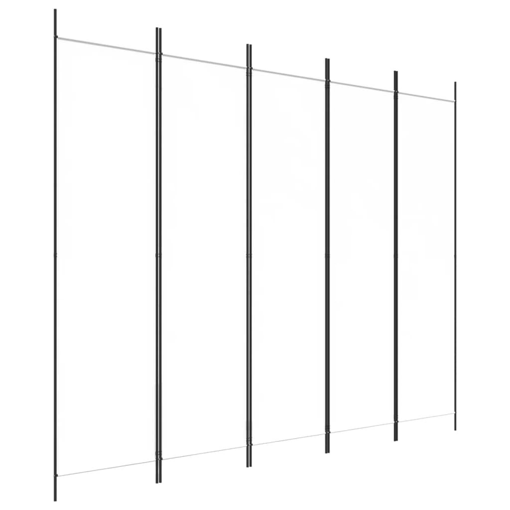vidaXL 5-Panel Room Divider White 250x200 cm Fabric
