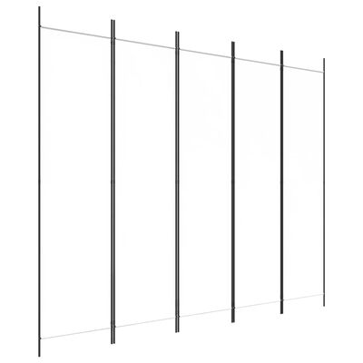 vidaXL 5-Panel Room Divider White 250x200 cm Fabric, white vidaXL 5-Panel Room Divider White 250x200 cm Fabric