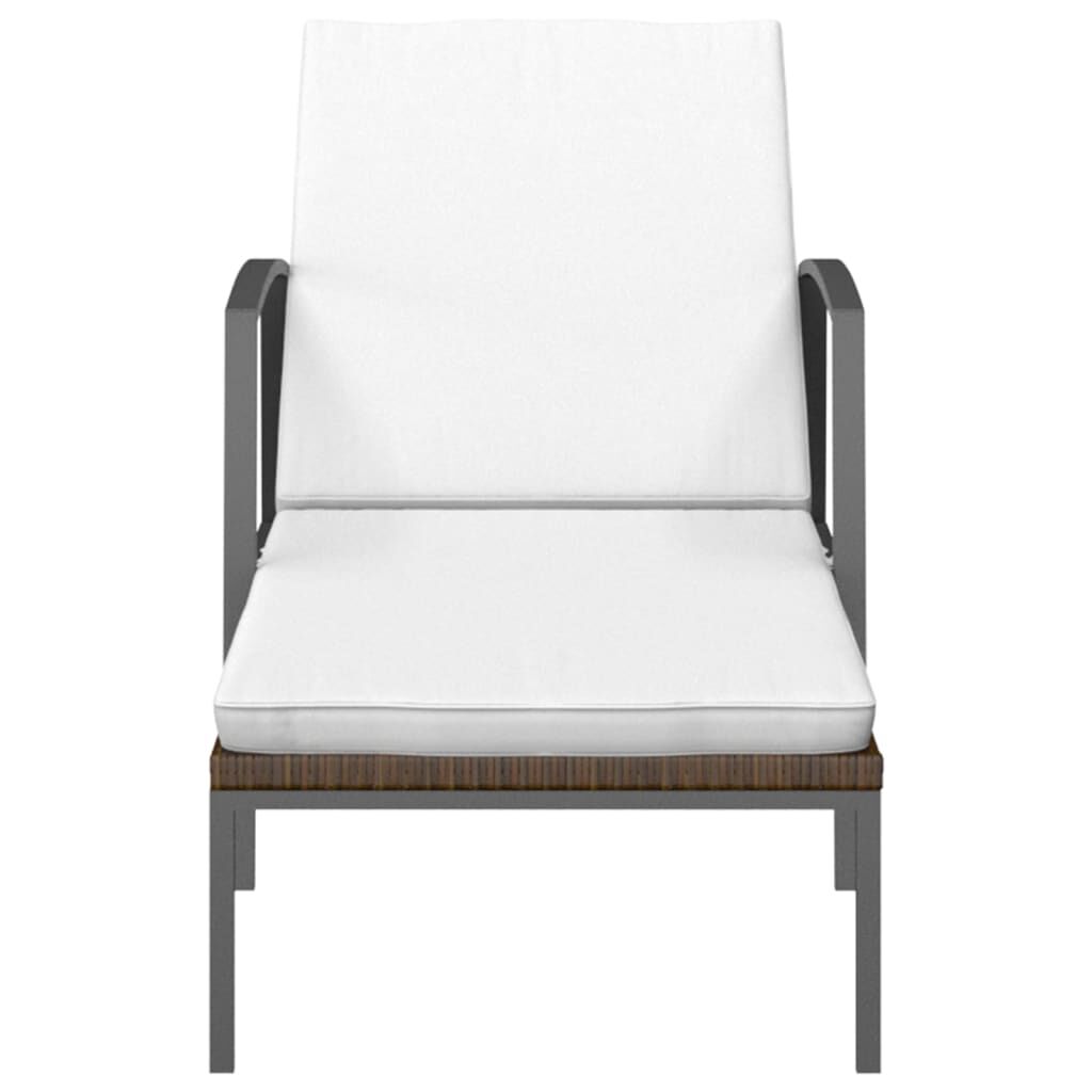 vidaXL Garden Sun Lounger with Cushion Poly Rattan Brown