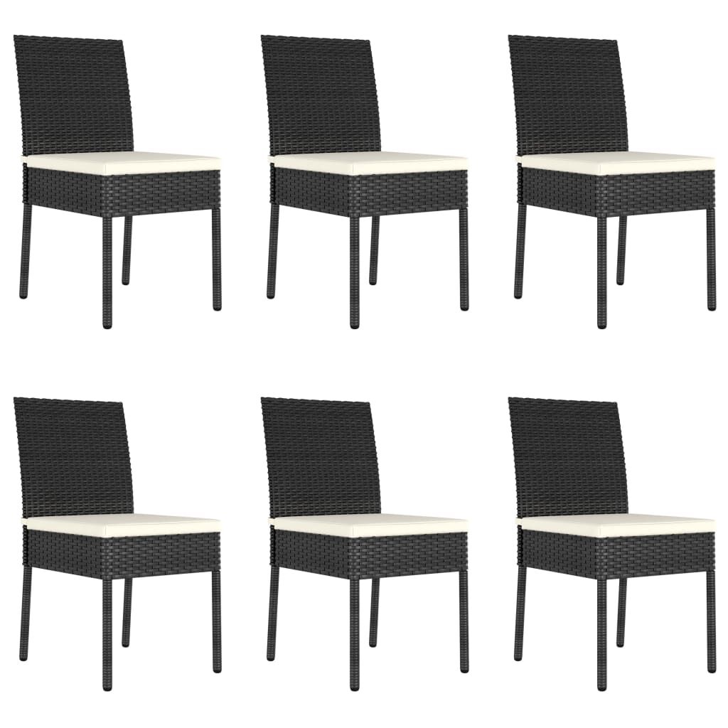 vidaXL 7 Piece Garden Dining Set Poly Rattan Black