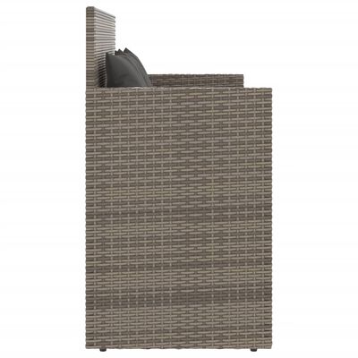 vidaXL Garden Bench with Cushions Grey Poly Rattan, grey vidaXL Garden Bench with Cushions Grey Poly Rattan