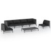 vidaXL 7 Piece Garden Lounge Set with Cushions Poly Rattan Dark Grey
