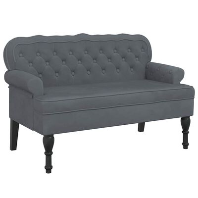 vidaXL Bench with Backrest Dark Grey 119.5x64.5x75 cm Velvet, dark grey vidaXL Bench with Backrest Dark Grey 119.5x64.5x75 cm Velvet