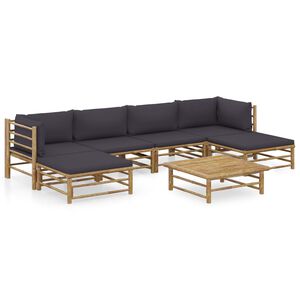 vidaXL 7 Piece Garden Lounge Set with Dark Grey Cushions Bamboo