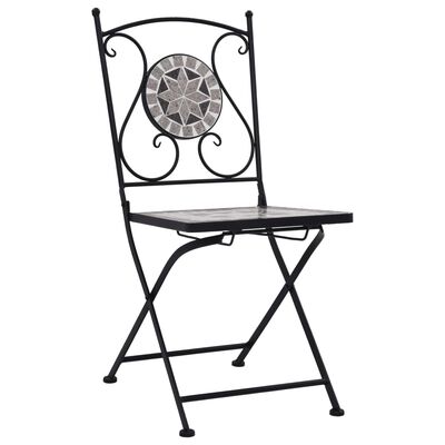 vidaXL Mosaic Bistro Chairs 2 pcs Grey