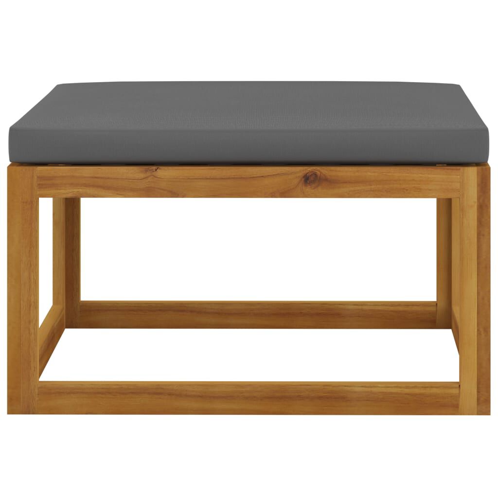 vidaXL Footrest with Dark Grey Cushion Solid Acacia Wood