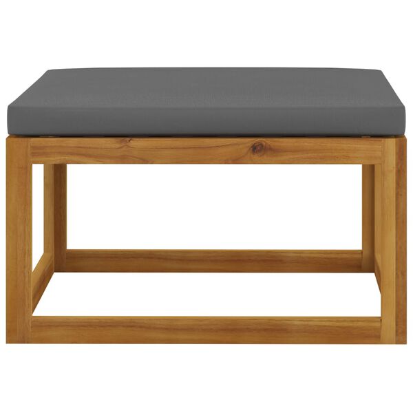 vidaXL Footrest with Dark Grey Cushion Solid Acacia Wood