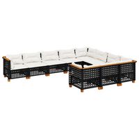 vidaXL 10 Piece Garden Sofa Set with Cushions Black Poly Rattan, black vidaXL 10 Piece Garden Sofa Set with Cushions Black Poly Rattan