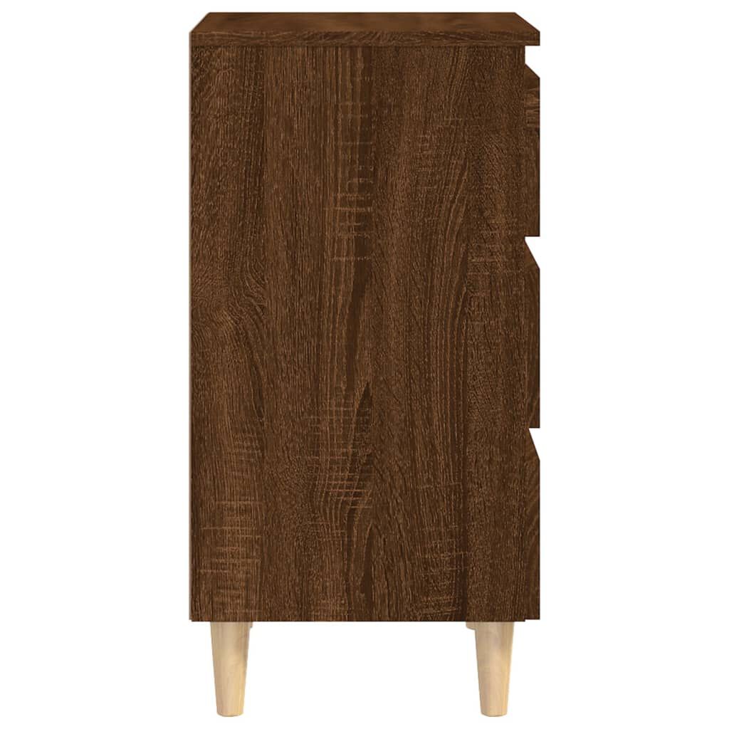 vidaXL Bed Cabinet with Solid Wood Legs Brown Oak 40x35x69 cm