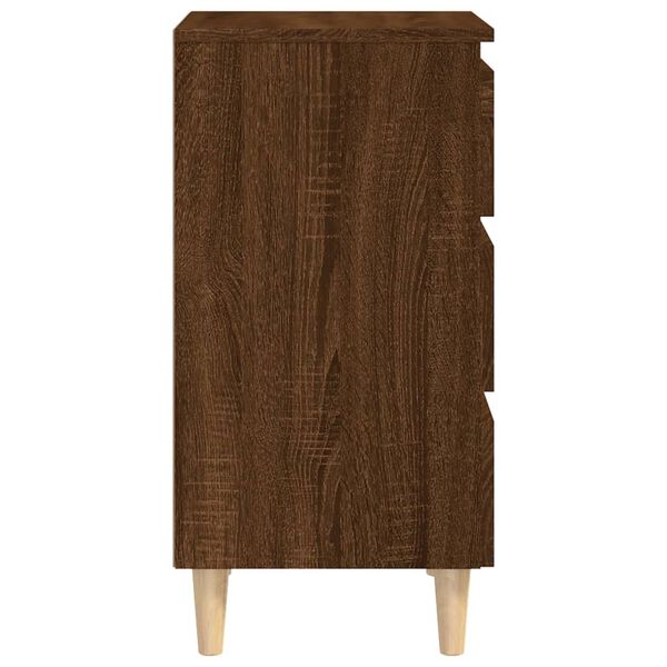 vidaXL Bed Cabinet with Solid Wood Legs Brown Oak 40x35x69 cm