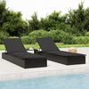 vidaXL Sunbed with Cushion Black 201x55x62 cm Poly Rattan