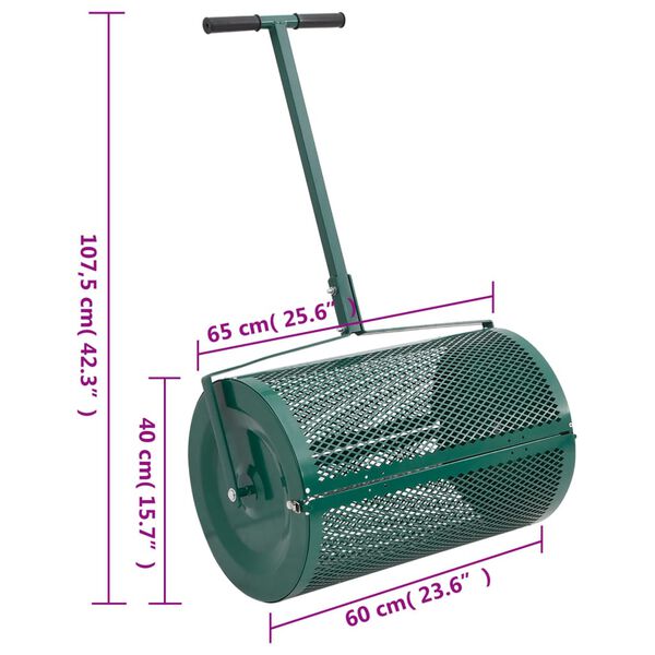 vidaXL Compost Spreader 75L Green Ø40x60 cm Steel