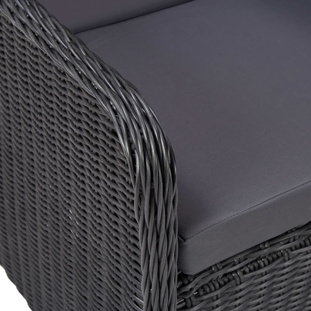 vidaXL Garden Chairs 2 pcs with Cushions Poly Rattan Black