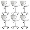vidaXL Swivel Dining Chairs 6 pcs White Faux Leather