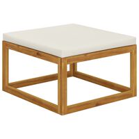 vidaXL Footrest with Cream White Cushion Solid Acacia Wood, cream vidaXL Footrest with Cream White Cushion Solid Acacia Wood