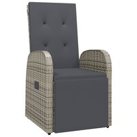 vidaXL Reclining Garden Chair with Cushion Poly Rattan Grey, dark grey vidaXL Reclining Garden Chair with Cushion Poly Rattan Grey