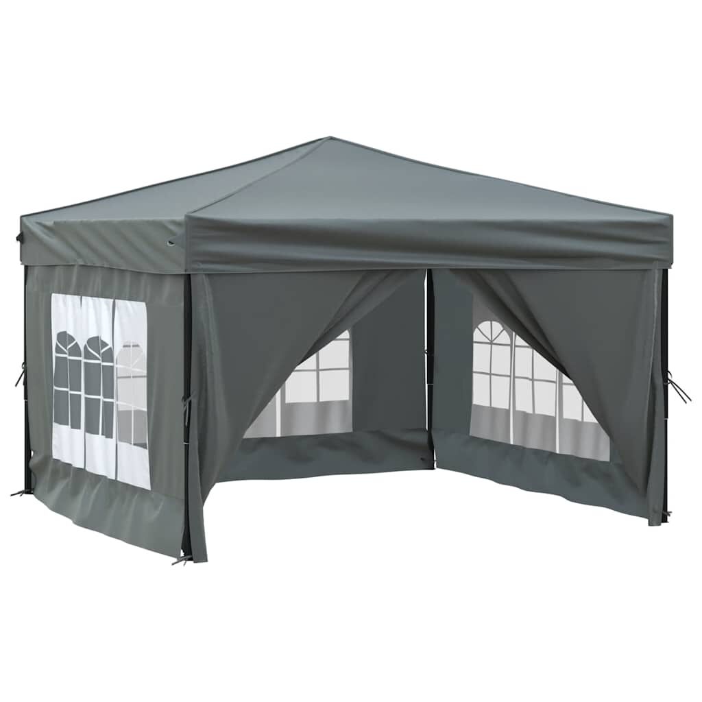 vidaXL Folding Party Tent with Sidewalls Anthracite 3x3 m