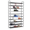 vidaXL Shoe Rack with 10 Shelves Metal and Non-woven Fabric Black