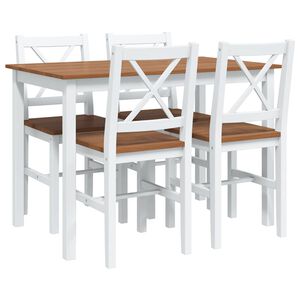 vidaXL 5 Piece Dining Set Brown and White