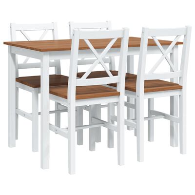 vidaXL 5 Piece Dining Set Brown and White, brown vidaXL 5 Piece Dining Set Brown and White
