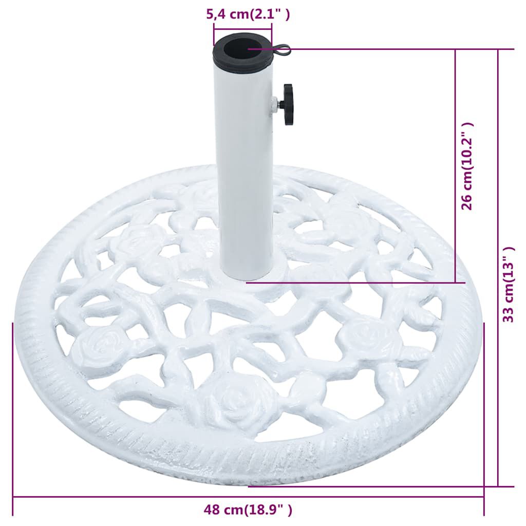 vidaXL Umbrella Base White 12 kg 48 cm Cast Iron