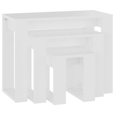 vidaXL Nesting Tables 3 pcs White Engineered Wood, white vidaXL Nesting Tables 3 pcs White Engineered Wood