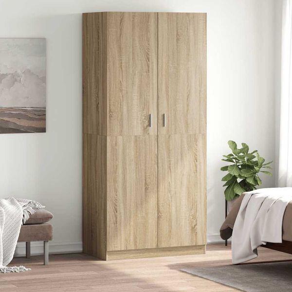 vidaXL Wardrobe Sonoma Oak 90x52x200 cm Engineered Wood