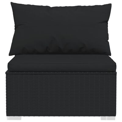 vidaXL 9 Piece Garden Lounge Set with Cushions Poly Rattan Black, black vidaXL 9 Piece Garden Lounge Set with Cushions Poly Rattan Black