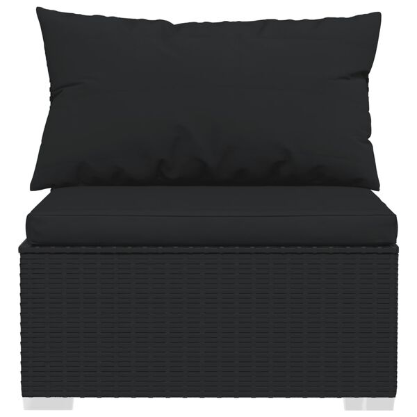 vidaXL 9 Piece Garden Lounge Set with Cushions Poly Rattan Black