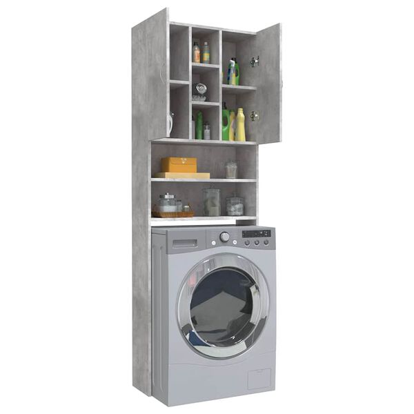 vidaXL Washing Machine Cabinet Concrete Grey 64x25.5x190 cm