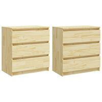 vidaXL Bedside Cabinets 2 pcs 60x36x64 cm Solid Pinewood, natural vidaXL Bedside Cabinets 2 pcs 60x36x64 cm Solid Pinewood