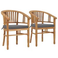 vidaXL Garden Chairs with Cushions 2 pcs Solid Teak Wood, brown and grey vidaXL Garden Chairs with Cushions 2 pcs Solid Teak Wood