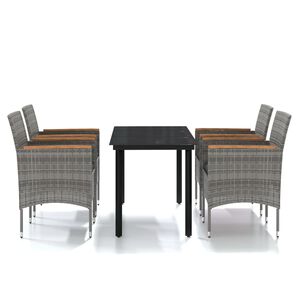 vidaXL 5 Piece Outdoor Dining Set with Cushions Grey and Black