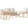 vidaXL 4 Piece Garden Lounge Set with Cushions Mix Beige Poly Rattan